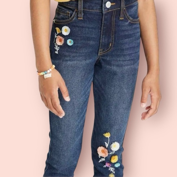 Embroidered Floral Blue Jeans for Girls, Cat and Jack - Picture 1 of 10